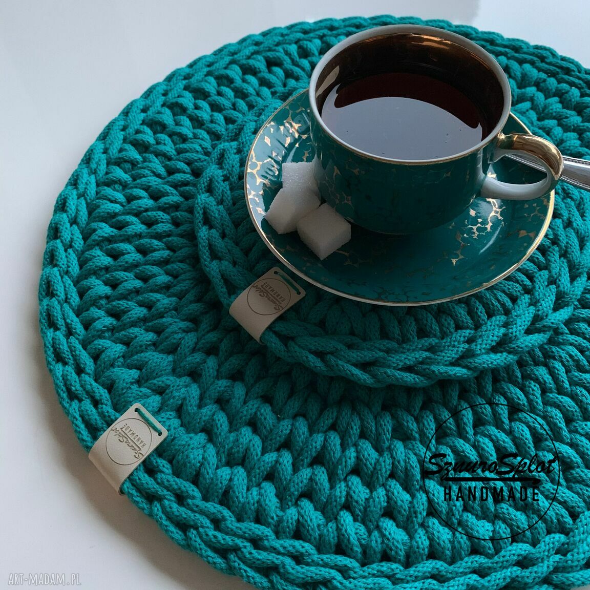 Podkładka sznurkowa na stół pod talerze - komplet 2 sztuki (handmade)