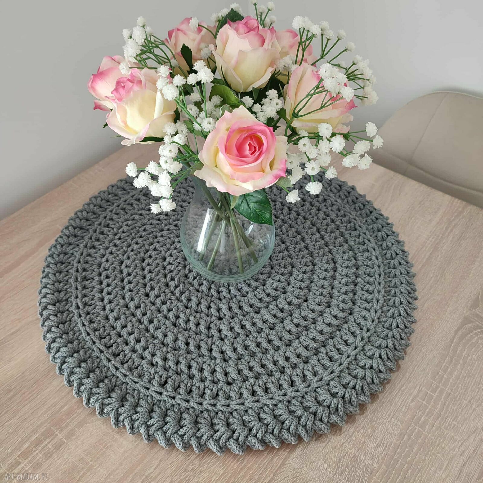Podkładka szydełkowa Boho ze sznurka bawełnianego 50 cm