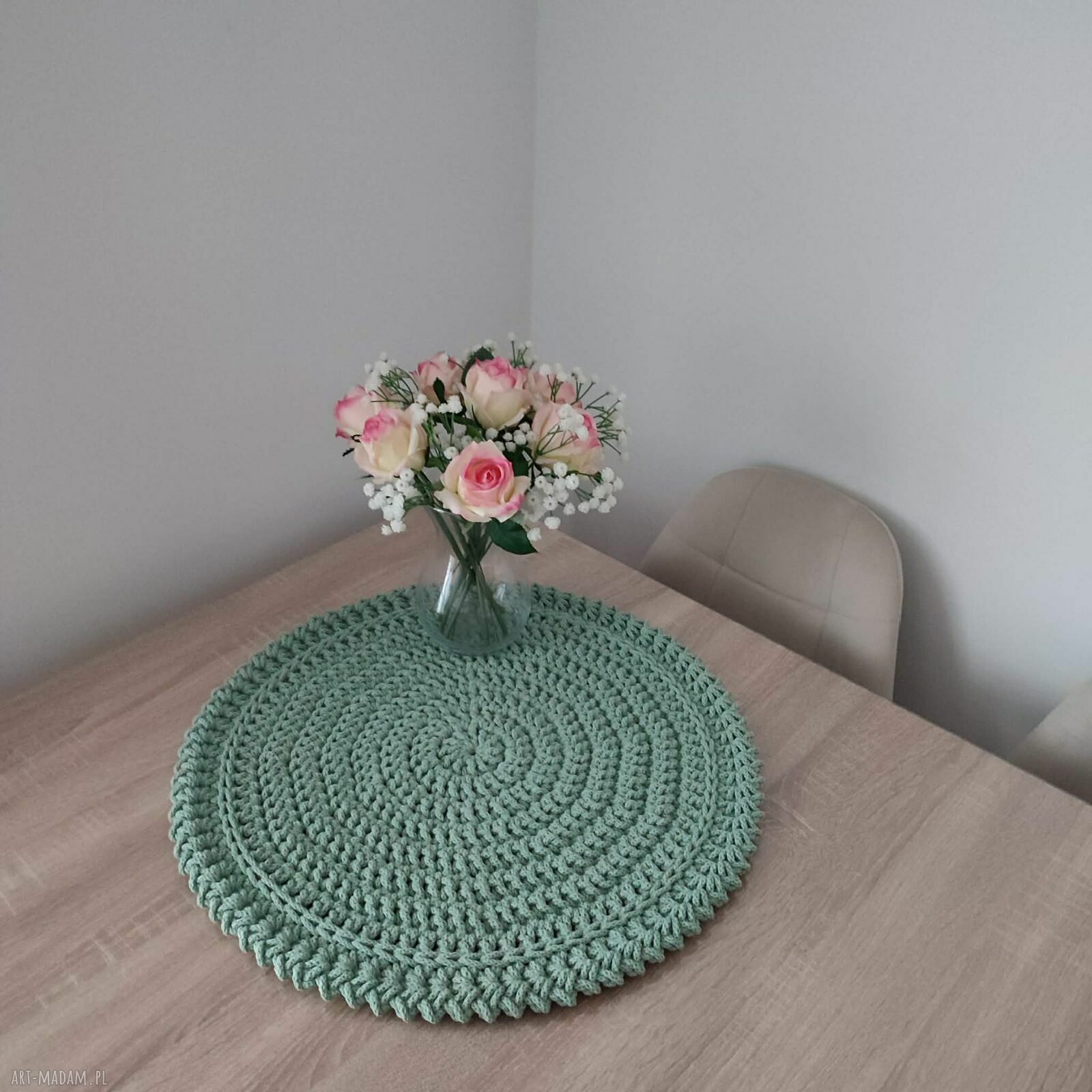 Ręcznie szydełkowana podkładka Boho 55 cm z bawełnianego sznurka