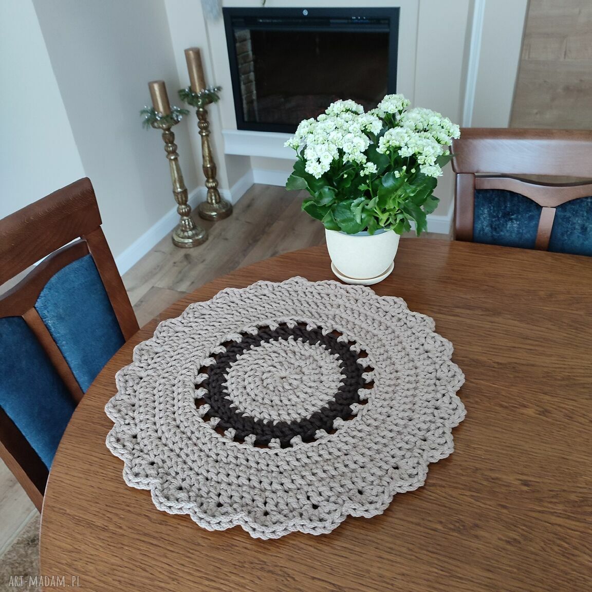 Podkładka szydełkowa ze sznurka 50 cm - duża boho na stół