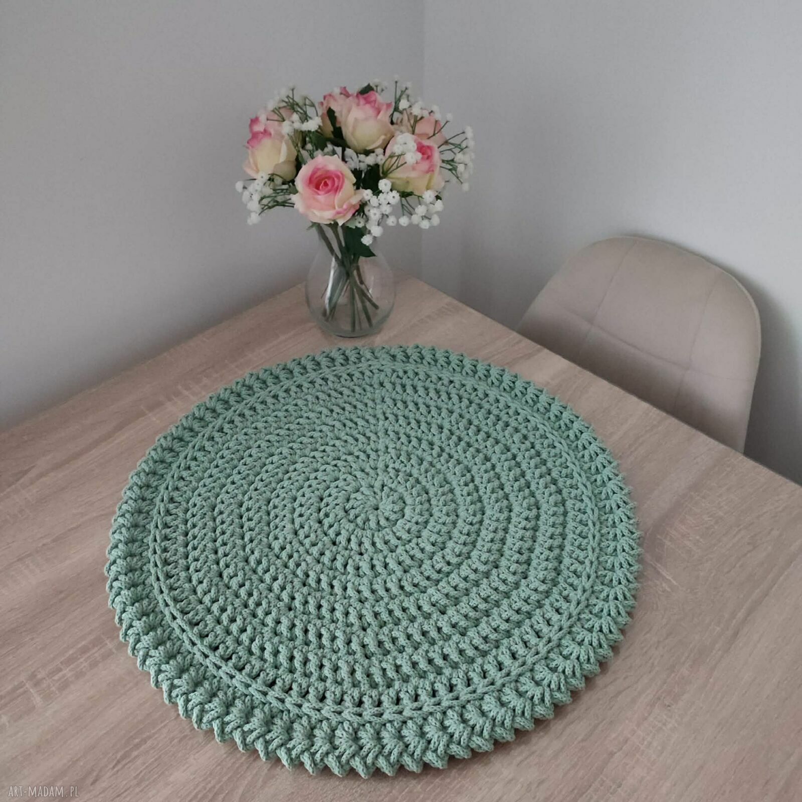 Ręcznie szydełkowana podkładka Boho 55 cm z bawełnianego sznurka