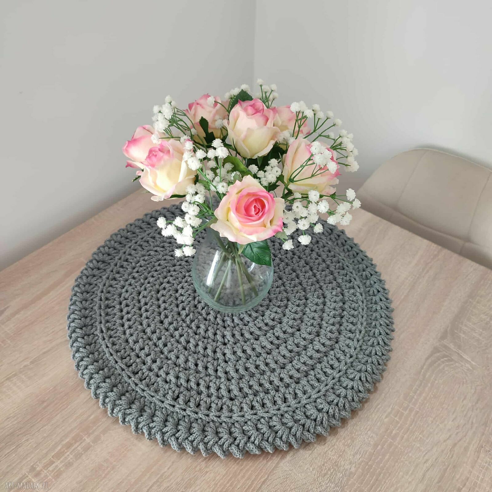 Podkładka szydełkowa Boho ze sznurka bawełnianego 50 cm