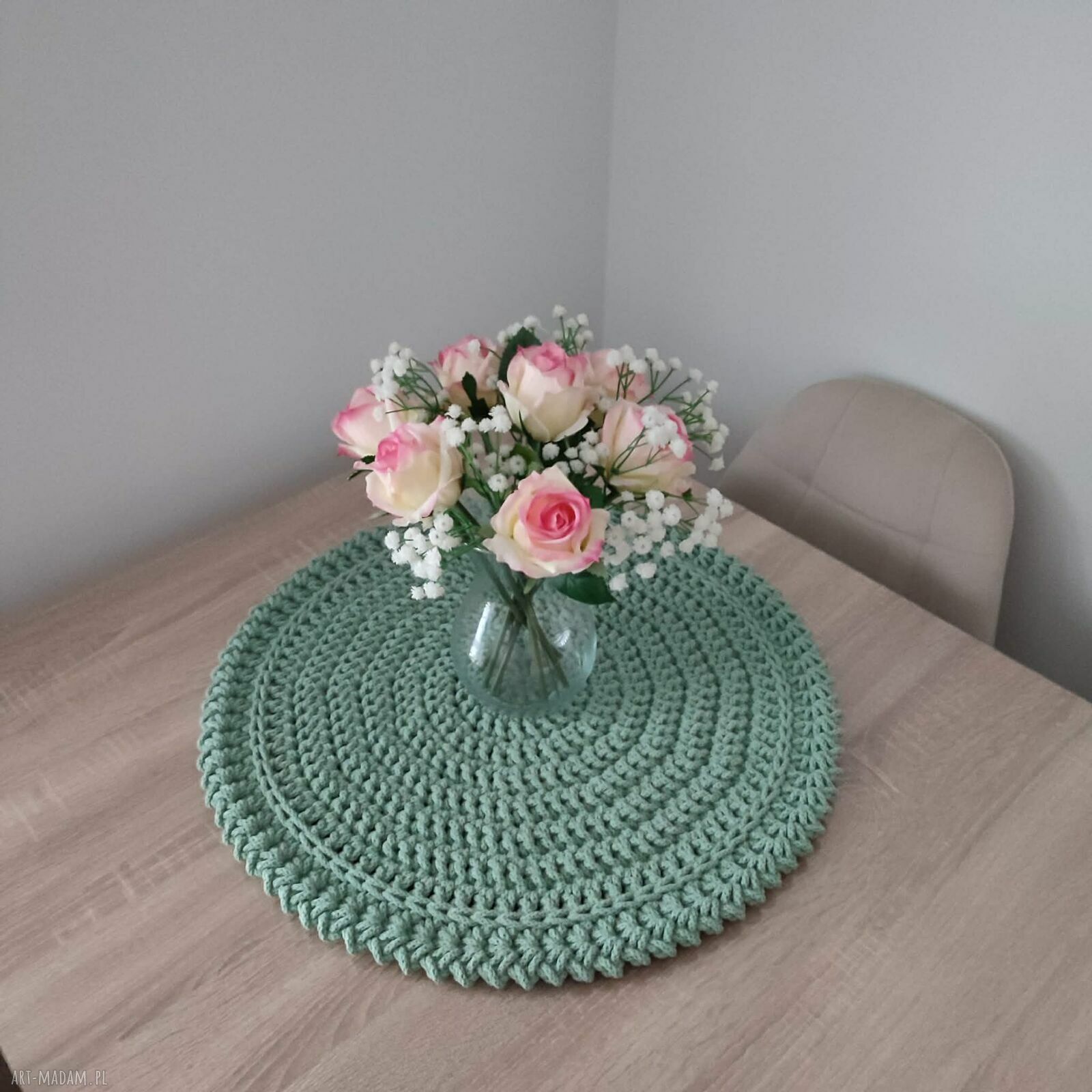 Ręcznie szydełkowana podkładka Boho 55 cm z bawełnianego sznurka