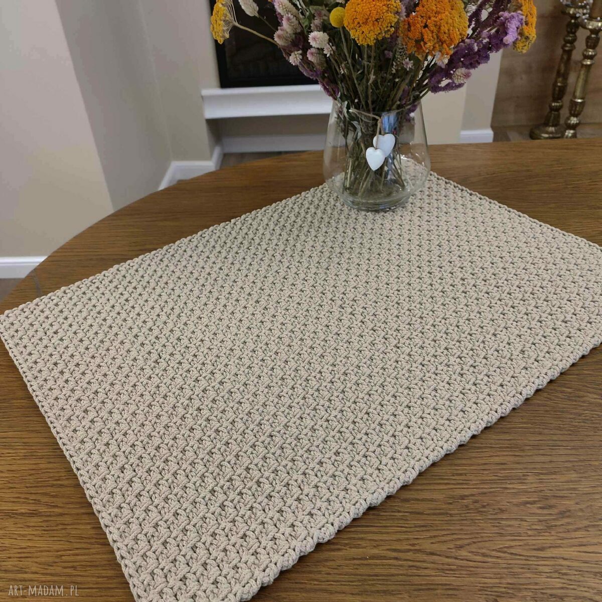 Podkładka ze sznurka bawełnianego 3 mm 50x70 cm - bieżnik prostokątny