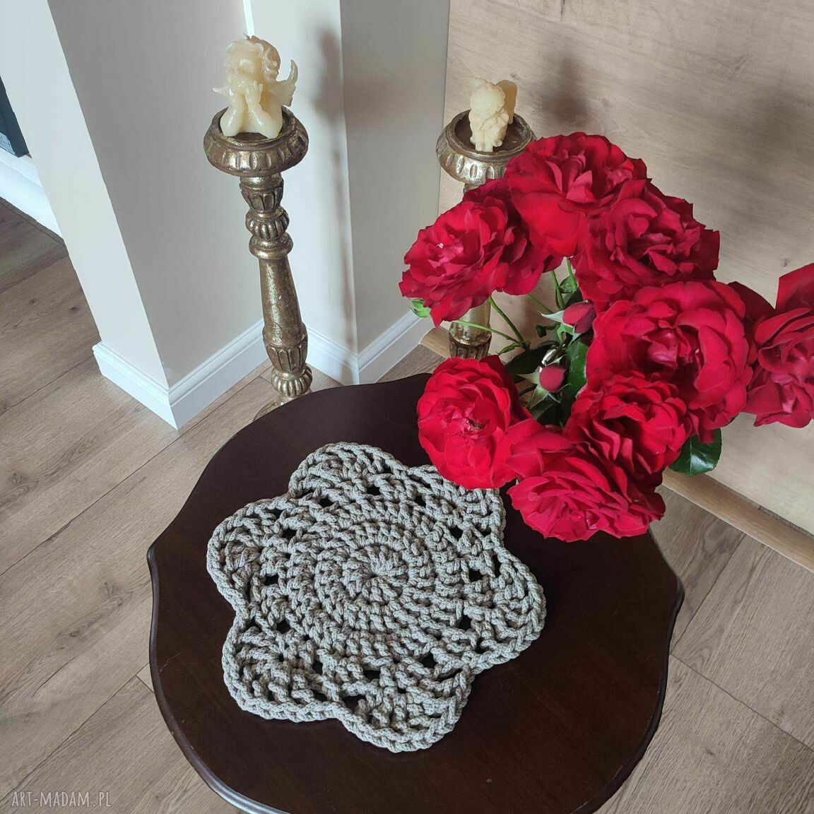 Podkładka ze sznurka bawełnianego 35 cm - boho na talerze i kubki
