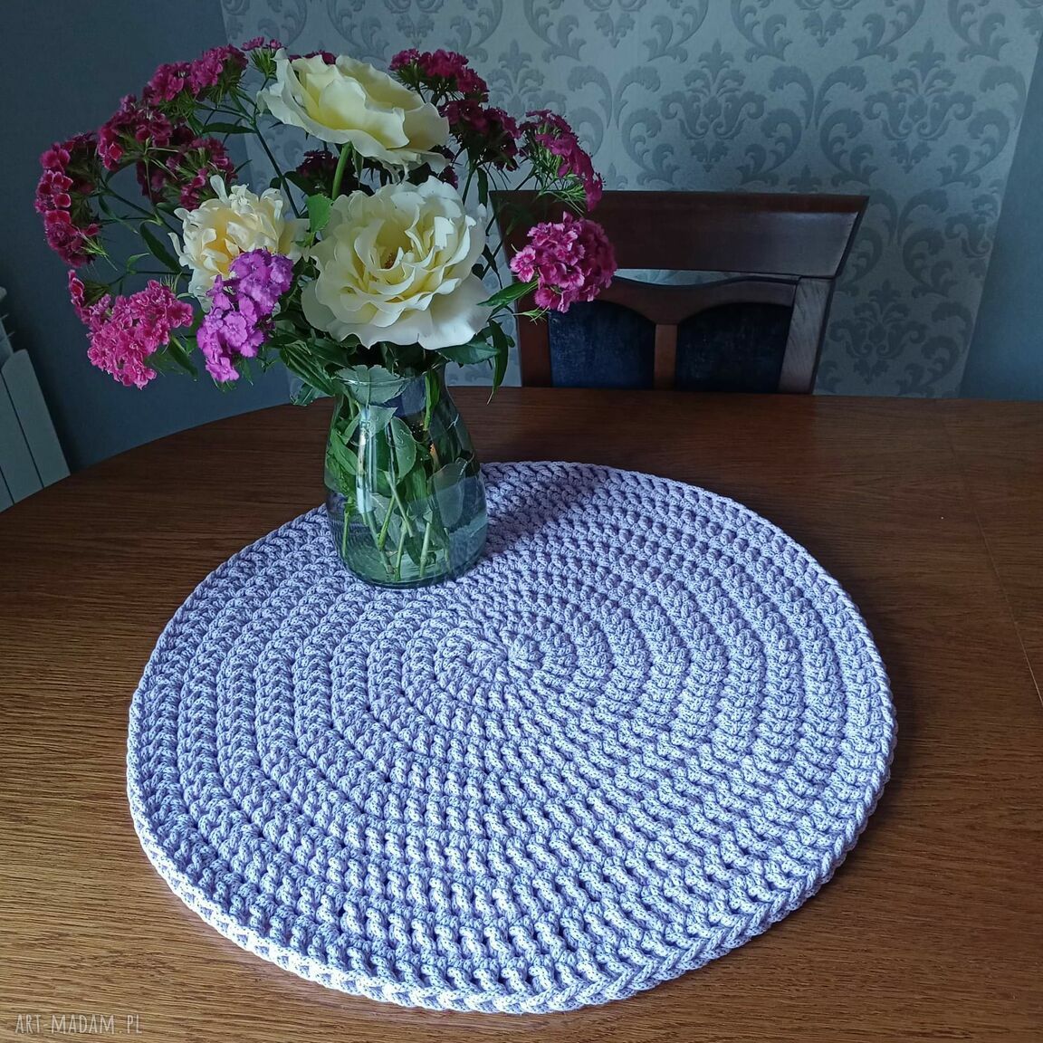 Okrągła podkładka ze sznurka 60 cm - boho do jadalni i salonu