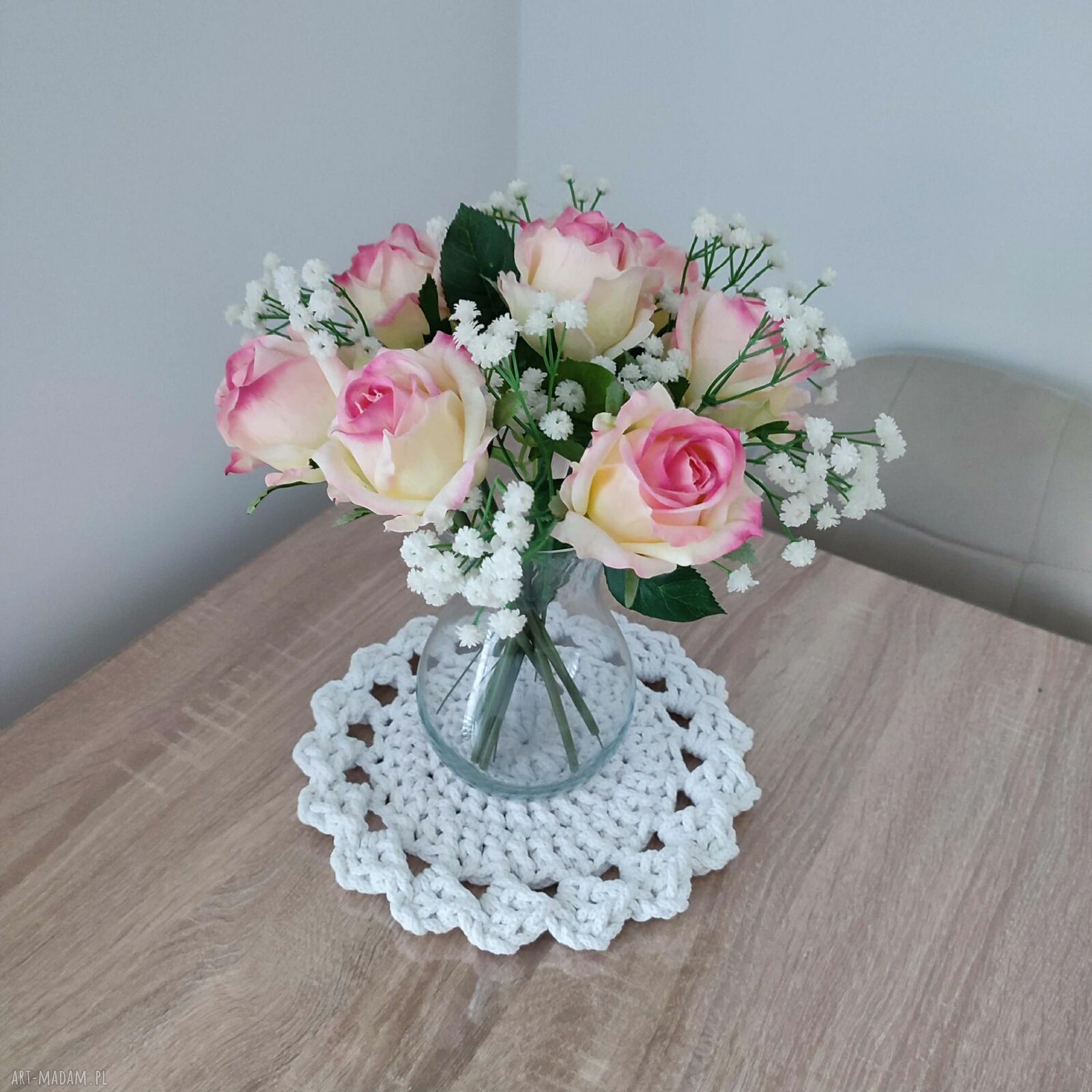 Podkładka ze sznurka szydełkowa okrągła 26 cm - handmade
