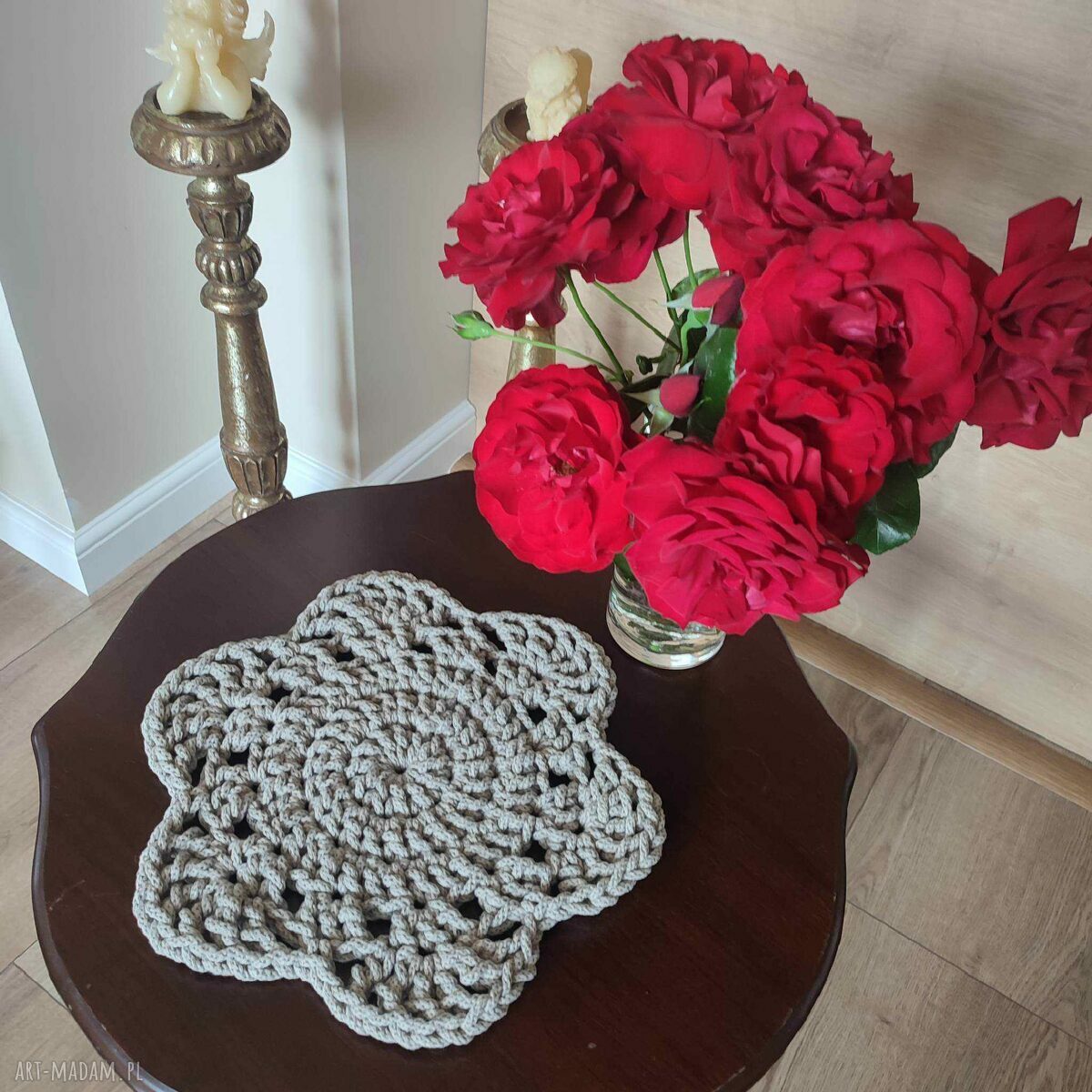 Podkładka ze sznurka bawełnianego 35 cm - boho na talerze i kubki