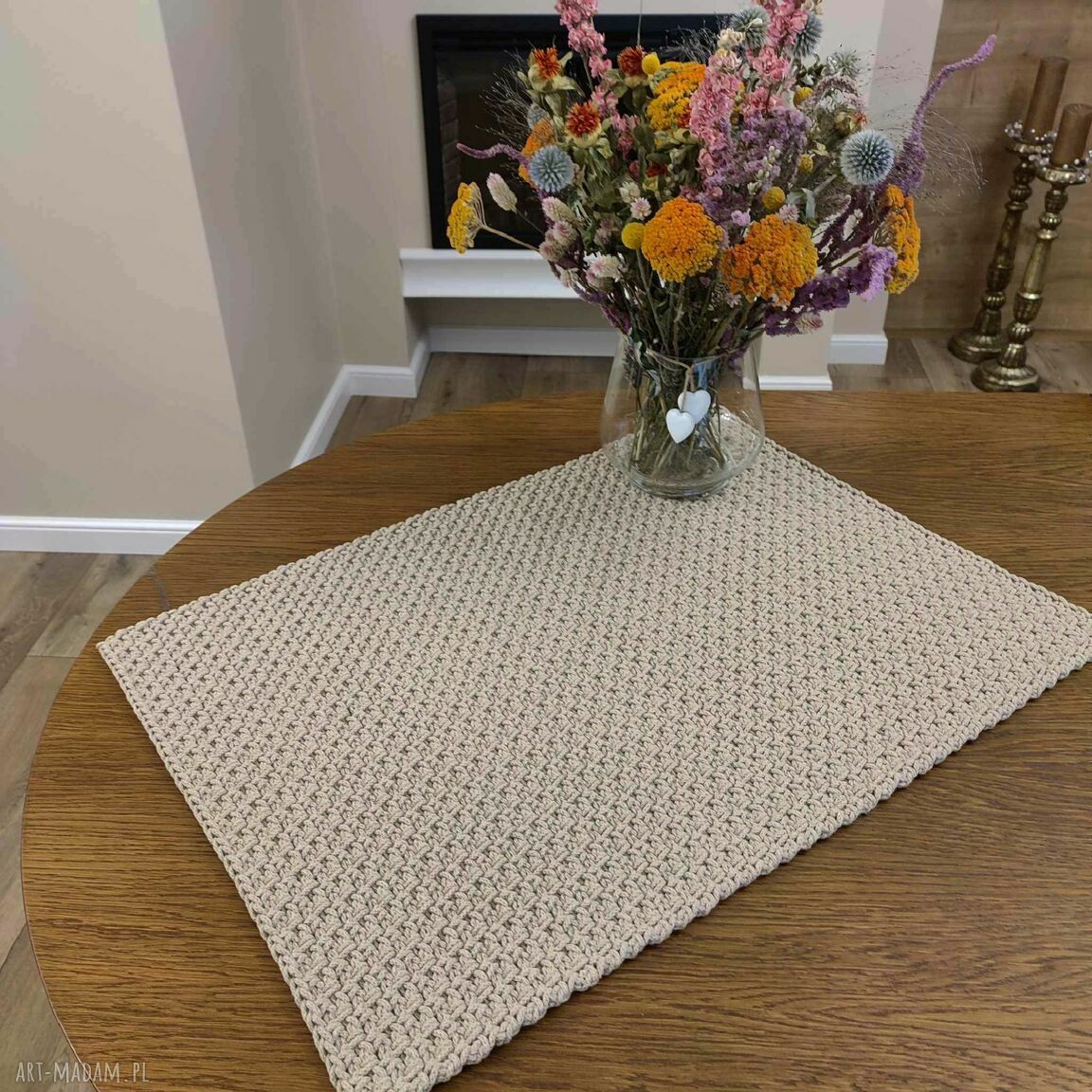 Podkładka ze sznurka bawełnianego 3 mm 50x70 cm - bieżnik prostokątny