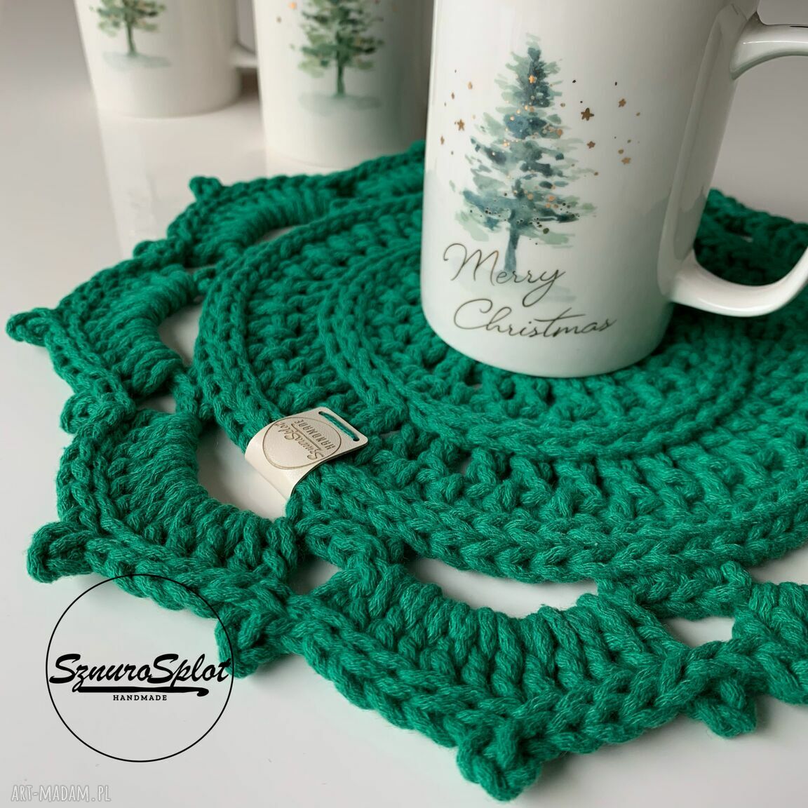 Szydełkowa podkładka ze sznurka 30 cm (serwetka) - ręcznie robiona