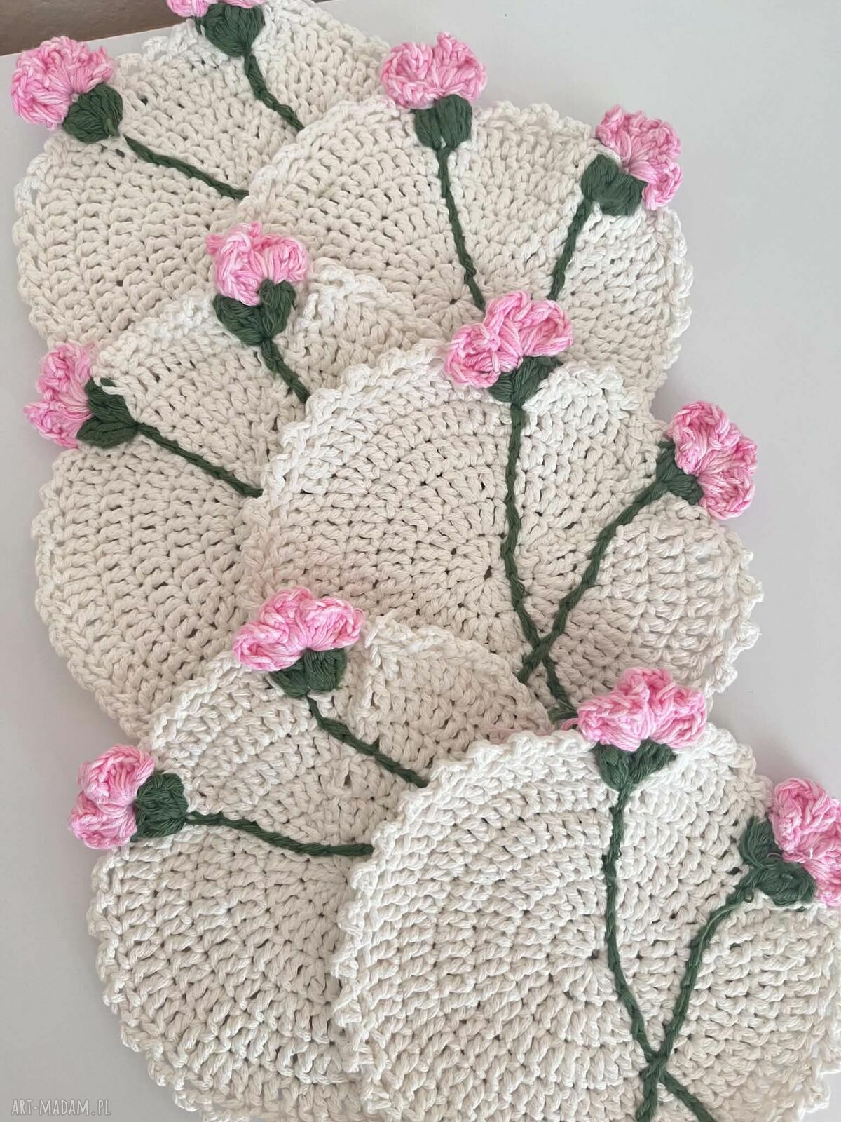 Podkładki z bawełnianego sznurka - zestaw 6 sztuk, średnica 16 cm