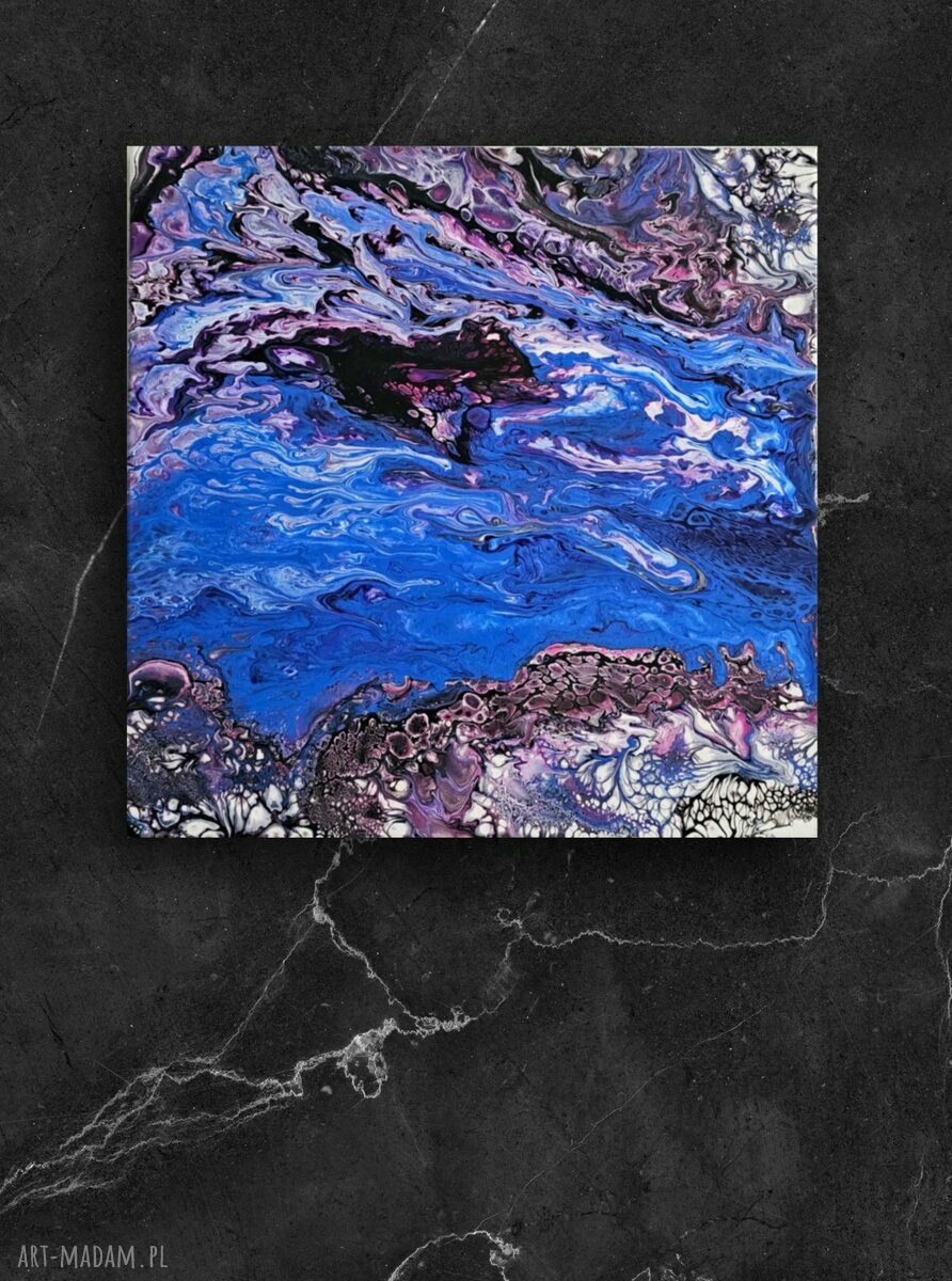 „Podmorskie głębiny” abstrakcyjny obraz ręcznie malowany 40x40 cm