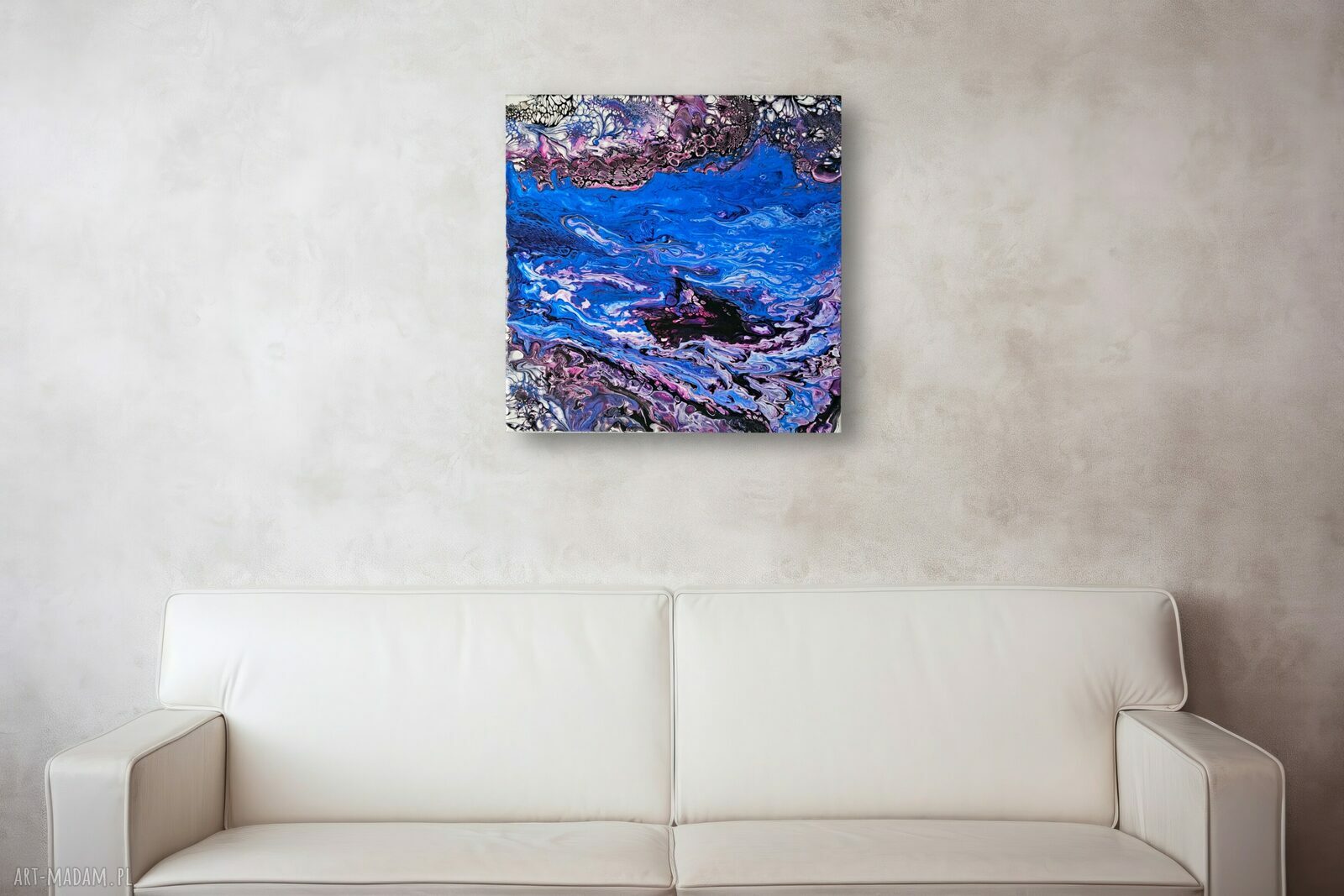 „Podmorskie głębiny” abstrakcyjny obraz ręcznie malowany 40x40 cm