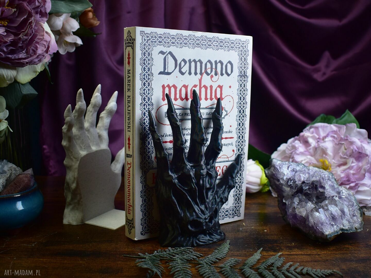 Podpórka pod książki Demoniczna dłoń Soulbound biała z PLA