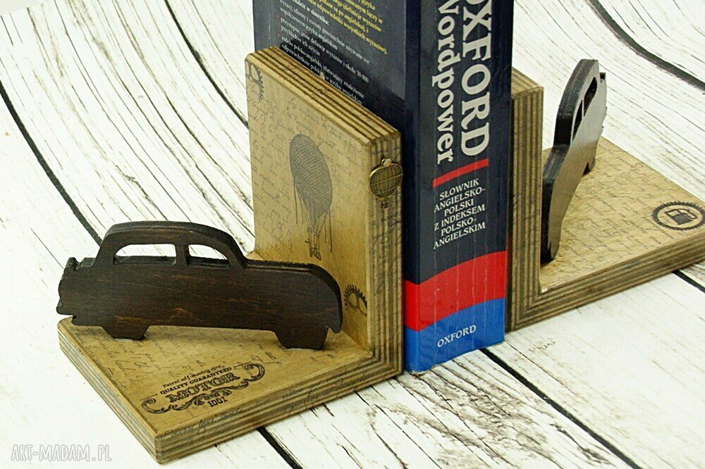 Podpórki pod książki Retro Car - ręcznie robiony komplet 2 szt.