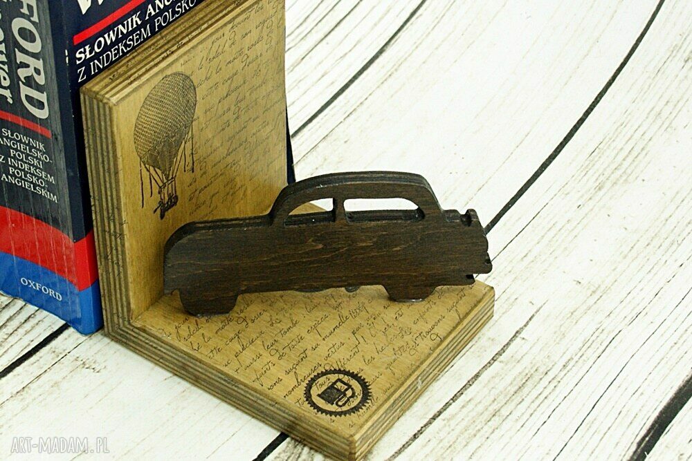 Podpórki pod książki Retro Car - ręcznie robiony komplet 2 szt.