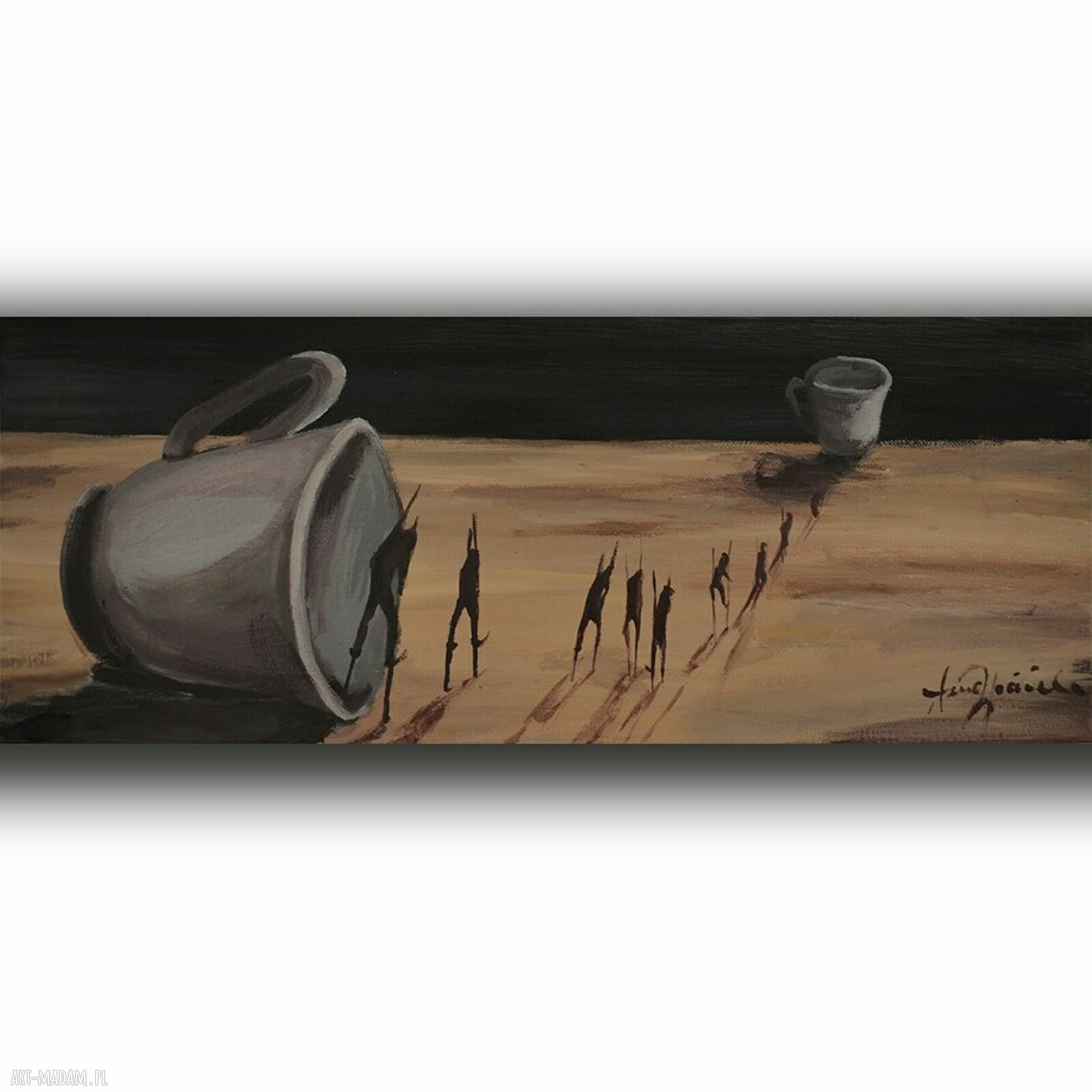 Podróż - akryl na płótnie surrealizm 50x20 cm sygnowany