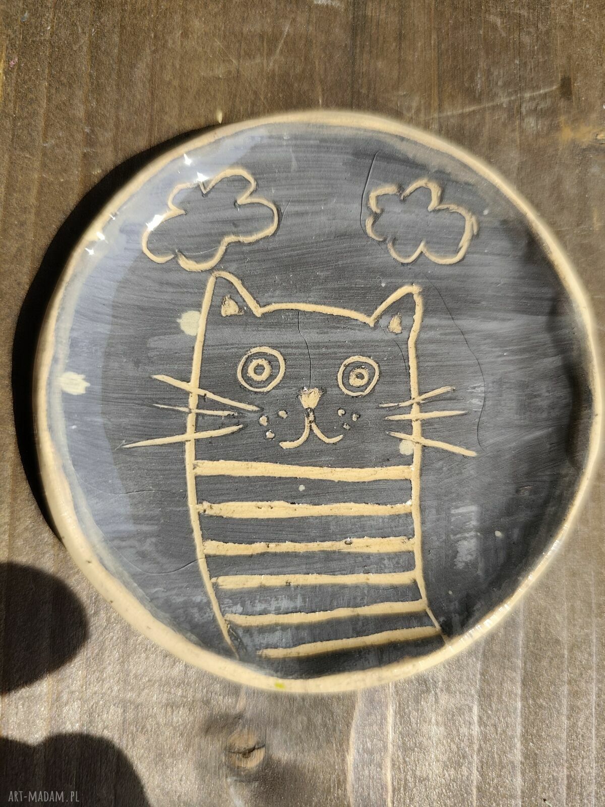 Podstawek ceramiczny kotek - handmade do kuchni i na biżuterię
