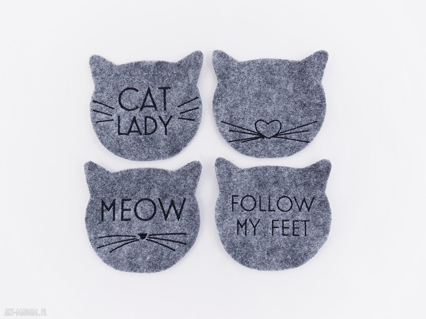 Kot pod kubek cat meow podkładka podstawka filcowa szara