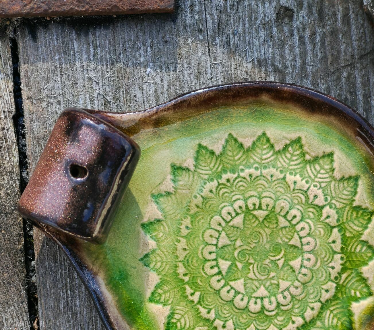 Podstawka na kadzidełka c612 - talerzyk ceramiczny z mandalą