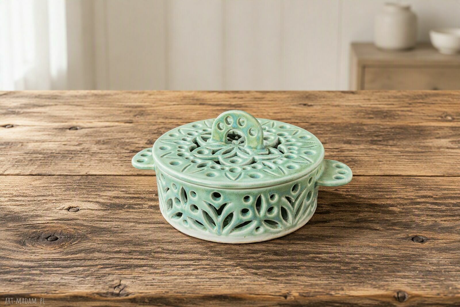 Ceramiczna podstawka na spiralę na komary - turkusowy połysk