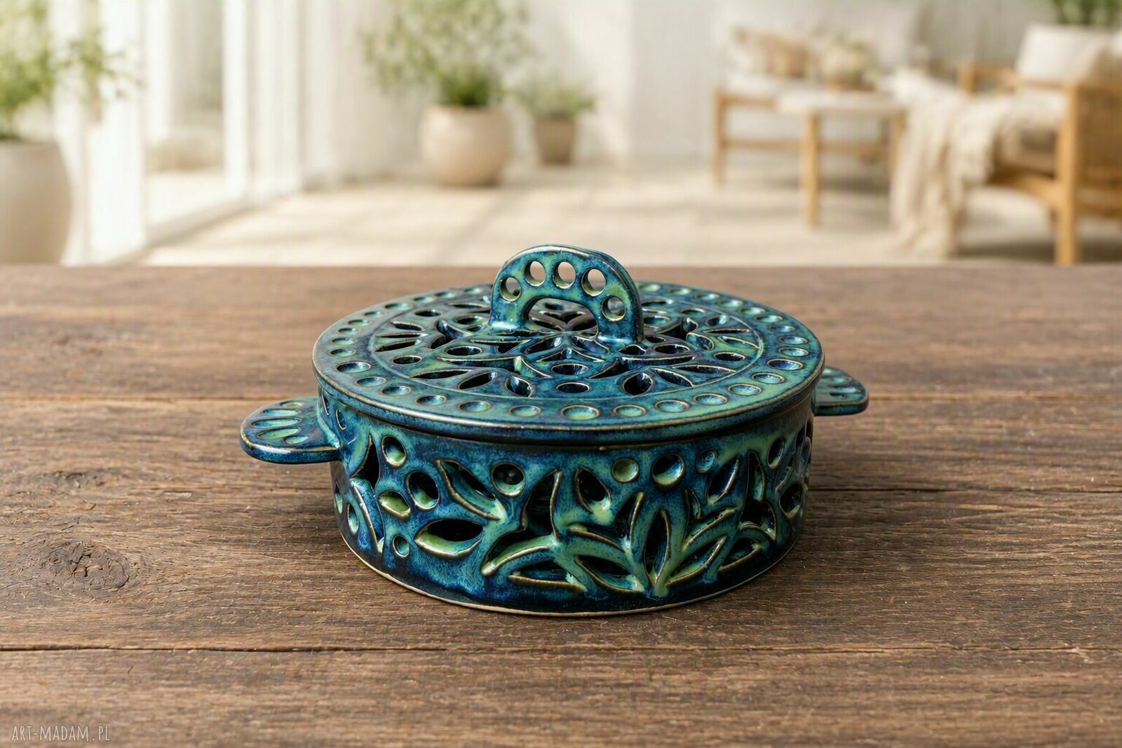 Granatowa ceramiczna podstawka na spiralę na komary