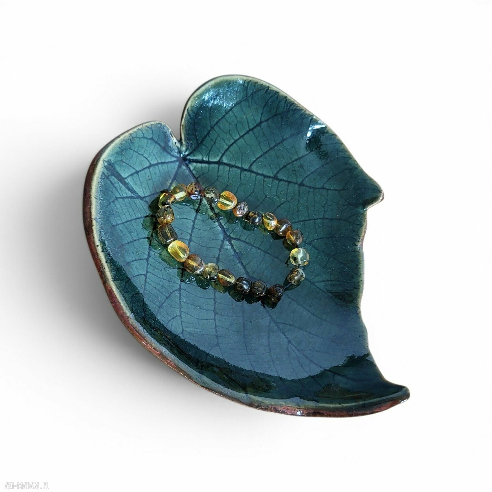 Podstawka pod biżuterię - ceramiczny liść handmade