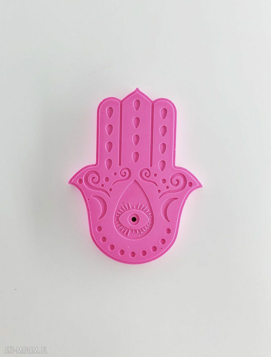 Podstawka pod kadzidło i świecę ręka Hamsa - dekoracja handmade z gipsu polimerowego