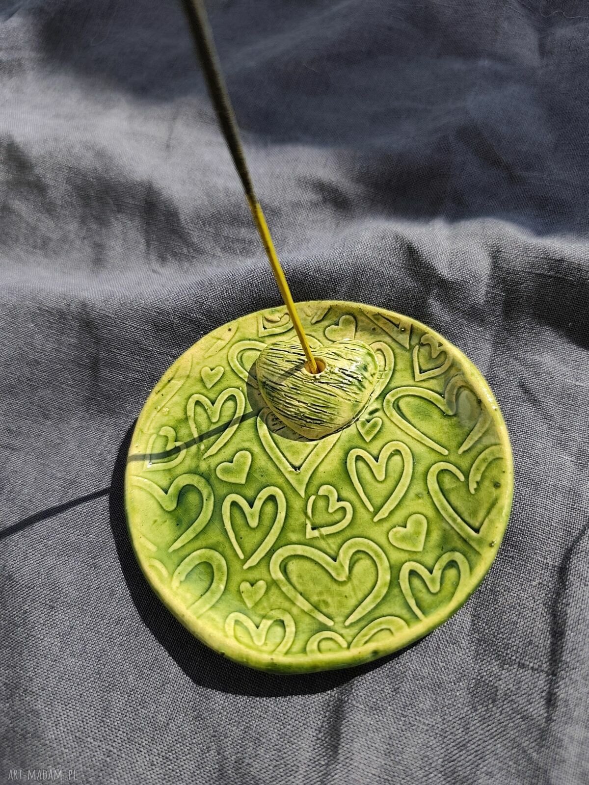 Podstawka pod kadzidełko z ceramiki - żabka handmade