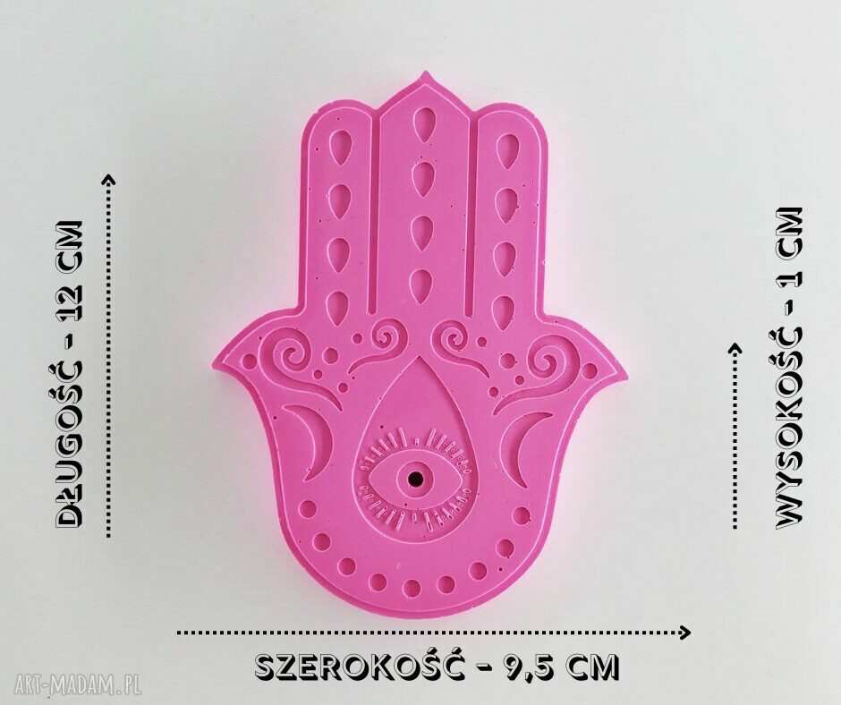 Podstawka pod kadzidło i świecę ręka Hamsa - dekoracja handmade z gipsu polimerowego