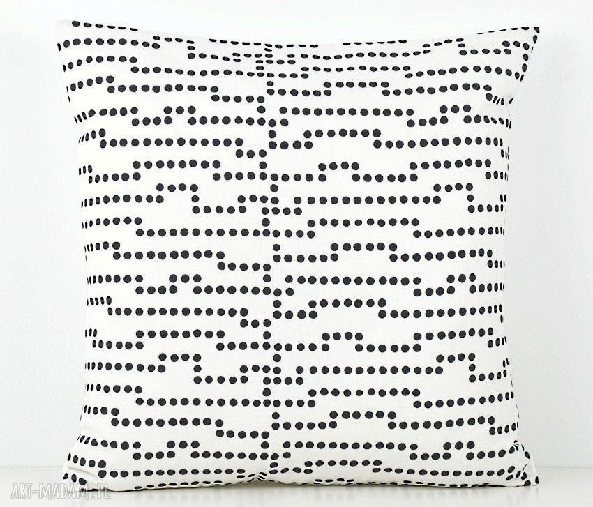 Poduszka dekoracyjna 45x45 cm - czarne kropki na ecru (dwustronna)