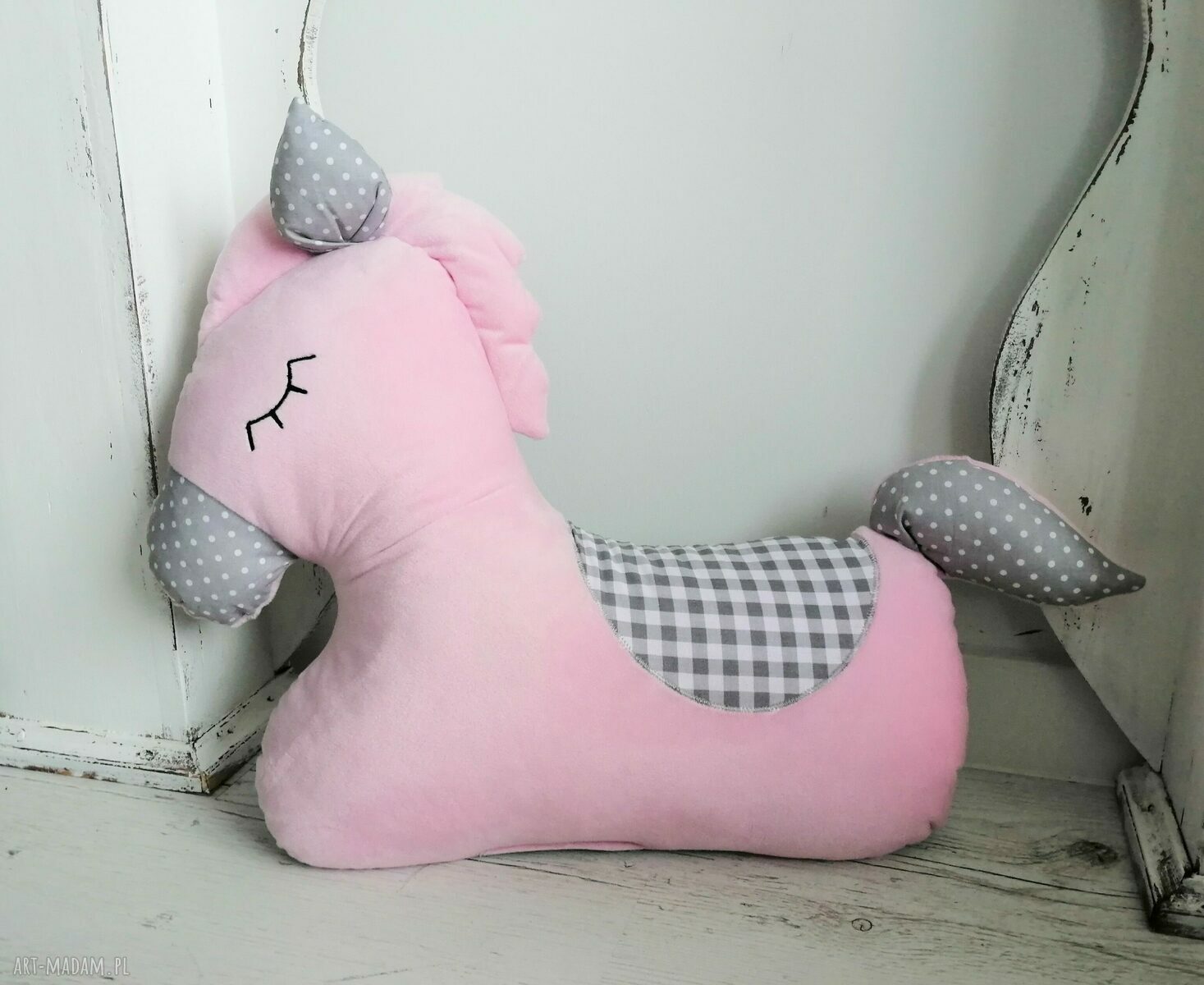 Poduszka dziecięca koń - miękka przytulanka minky handmade