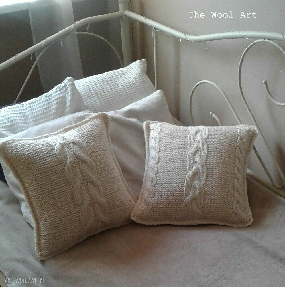 poduszki: dziergana poszewka ręcznie zrobione