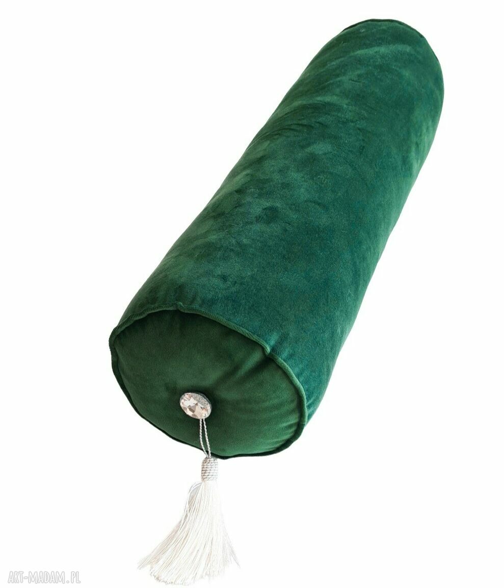 Poduszka glamour wałek welurowy 50 cm - butelkowa zieleń