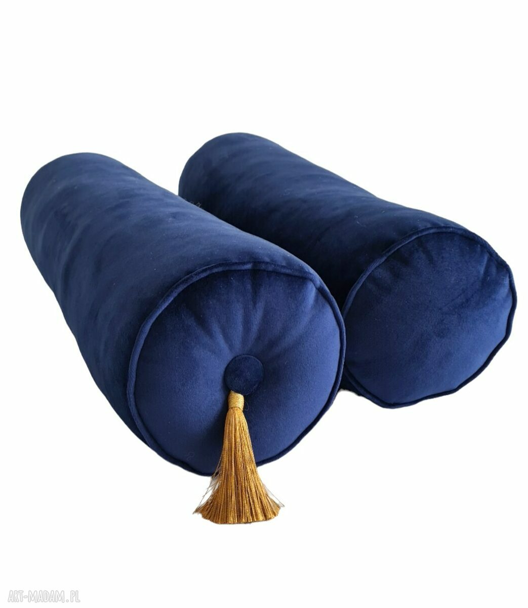 Poduszka glamour wałek welurowy 50 cm - Granat i kolory