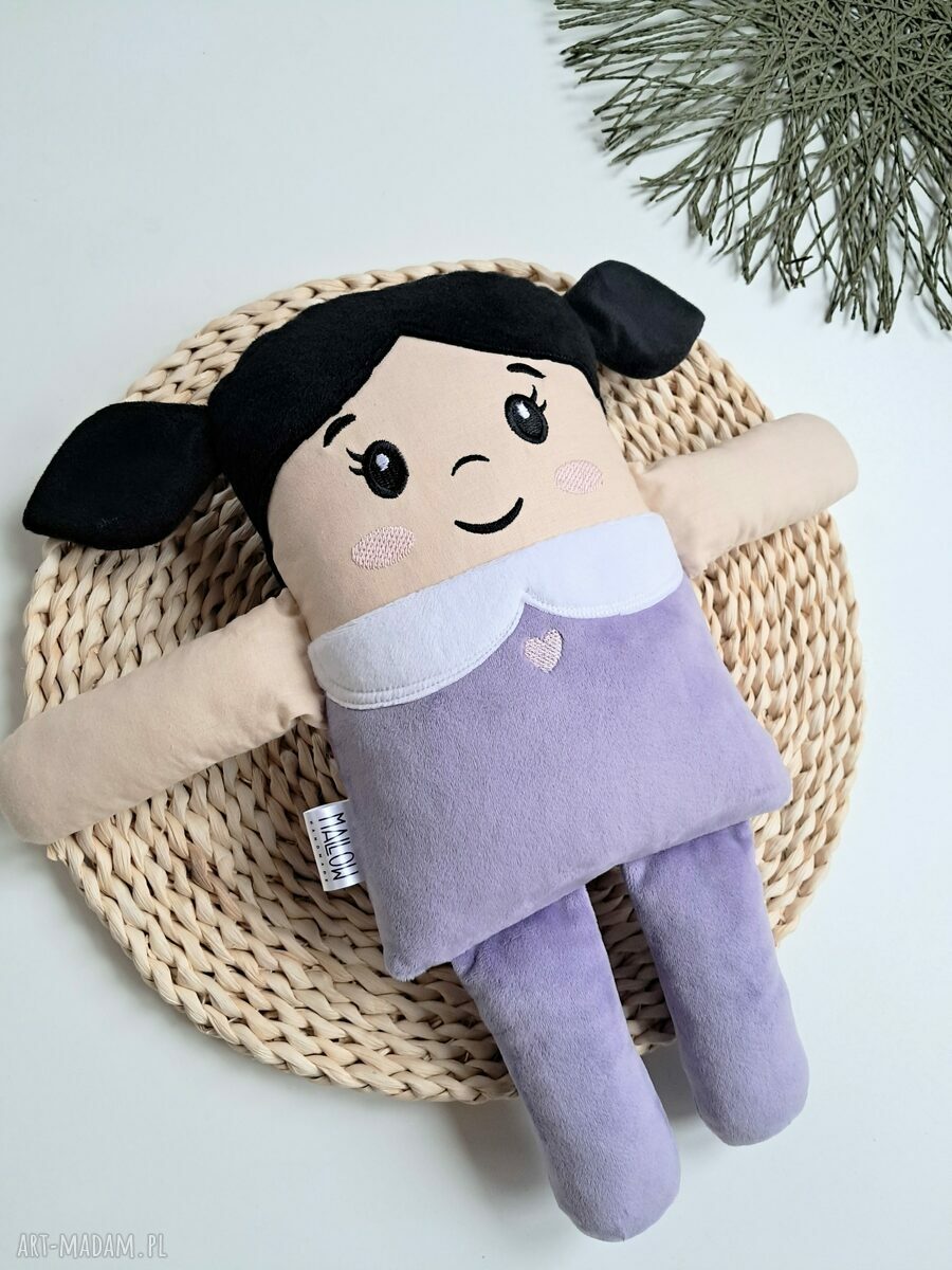 Miękka lalka poduszka 38 cm - przytulanka z bawełny organicznej