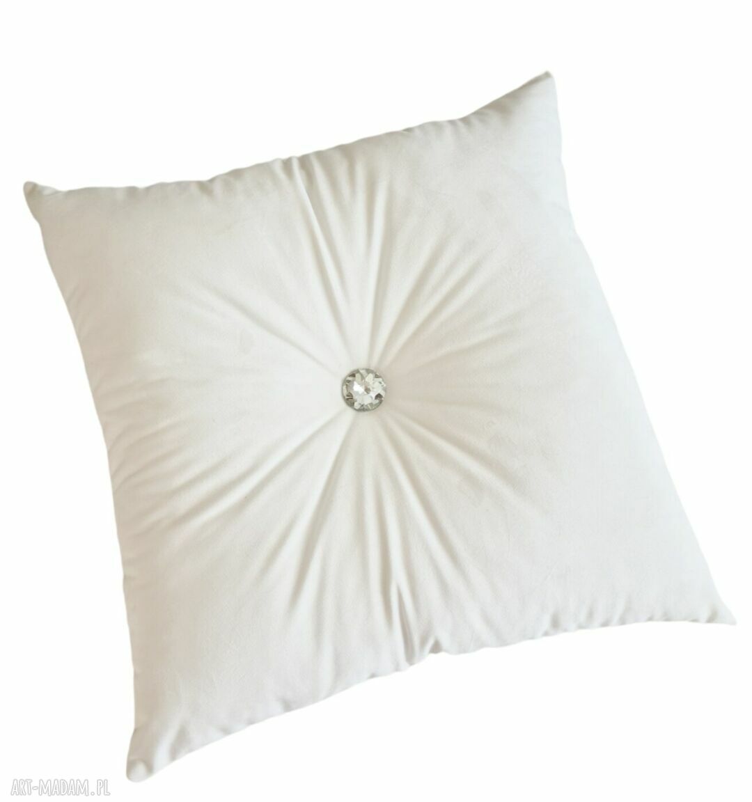 Poduszka premium dekoracyjna glamour z weluru kremowa-biała 42x42