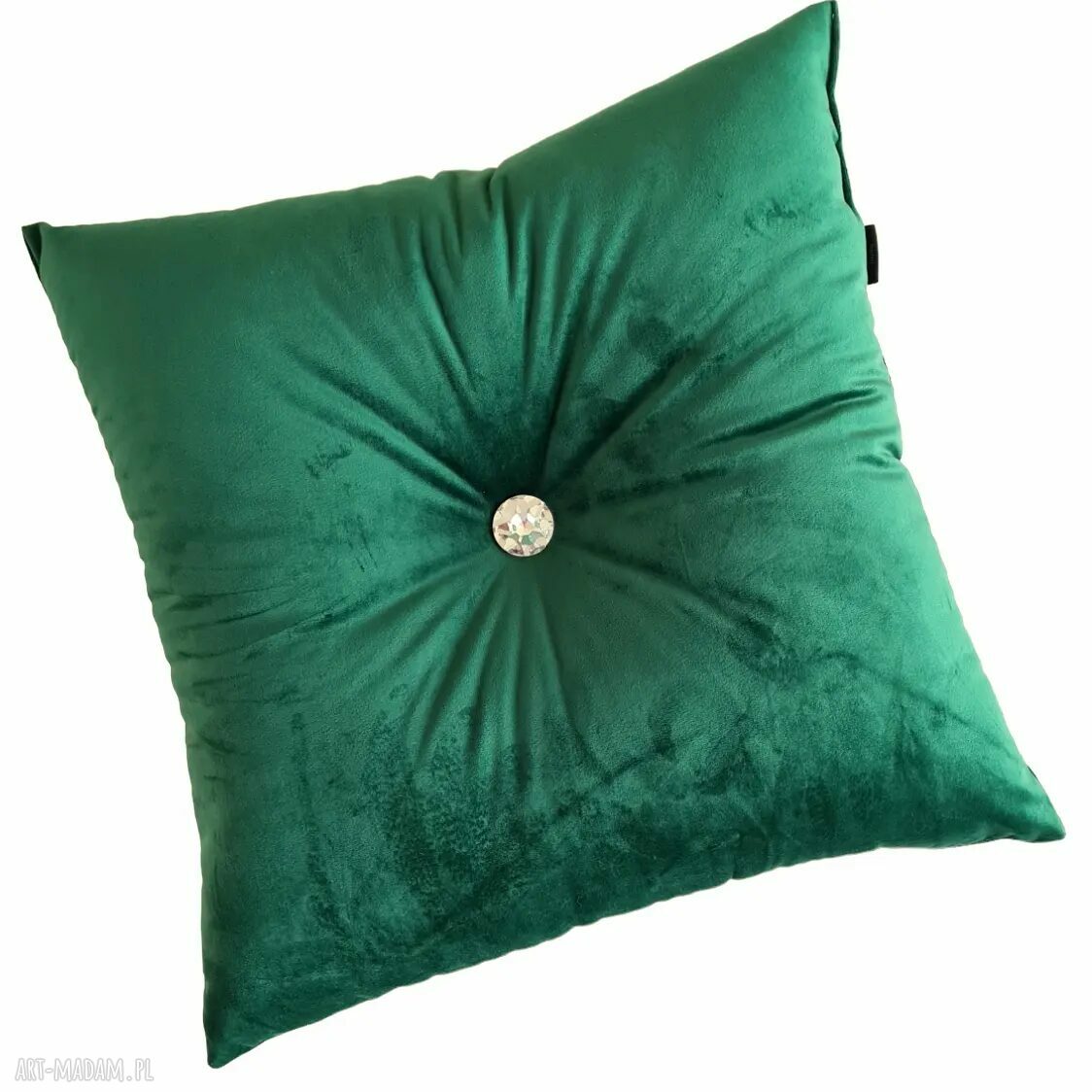 Poduszka premium dekoracyjna glamour z weluru butelkowa zieleń 42x42 cm