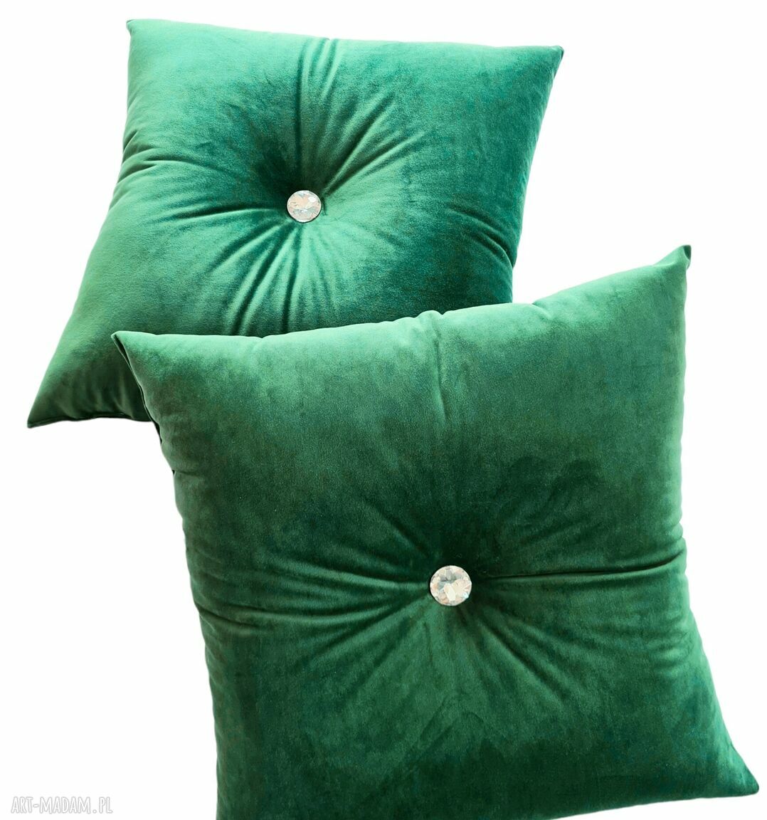 Poduszka premium dekoracyjna glamour z weluru butelkowa zieleń 42x42 cm