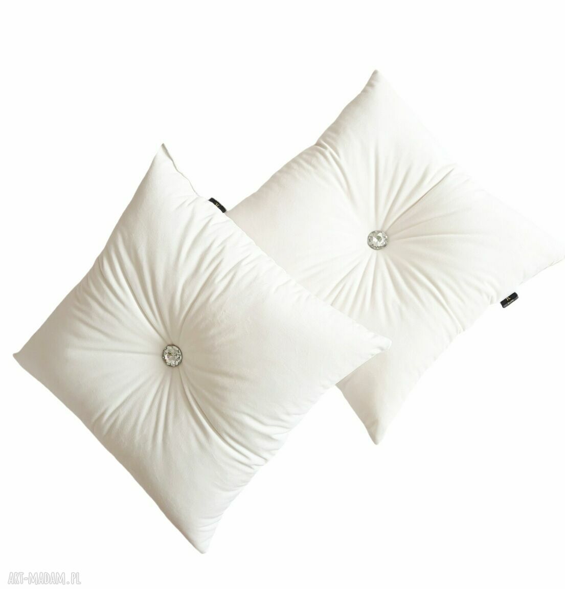 Poduszka premium dekoracyjna glamour z weluru kremowa-biała 42x42