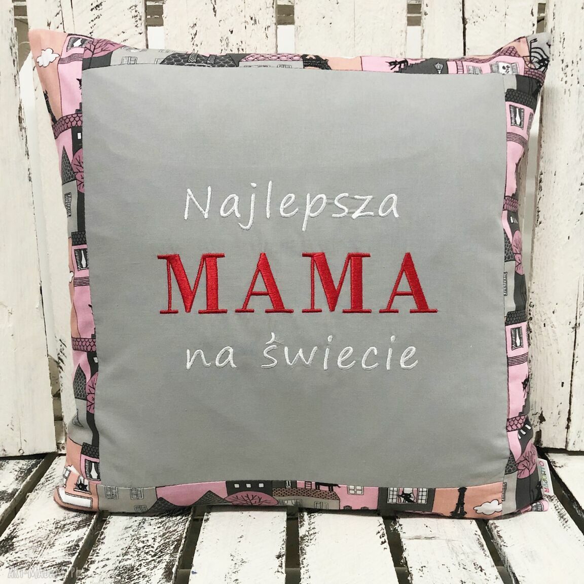 Poduszka Prezent Najlepsza Mama Na świecie 40x40cm Ręcznie ღ Art Madampl 9209