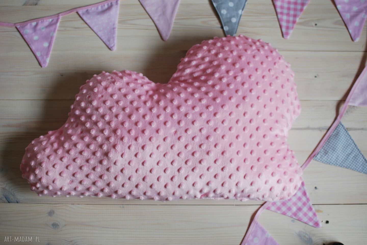 Poduszka Różowa Chmurka z minky (35 x 60 cm) - Handmade