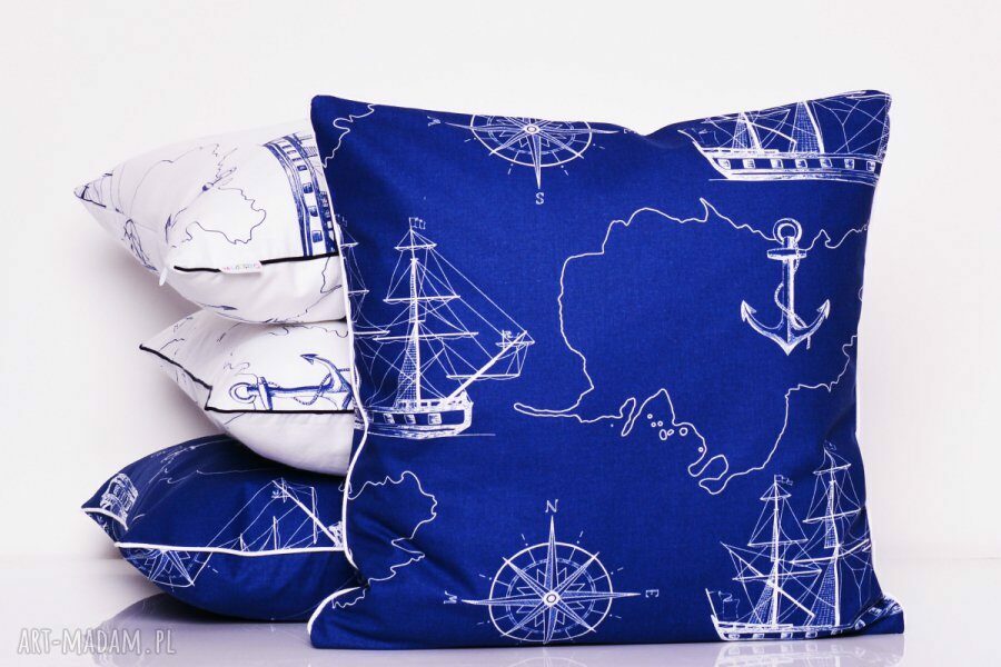 Poduszka SEA MAP Navy Blue 40x40cm od majunto