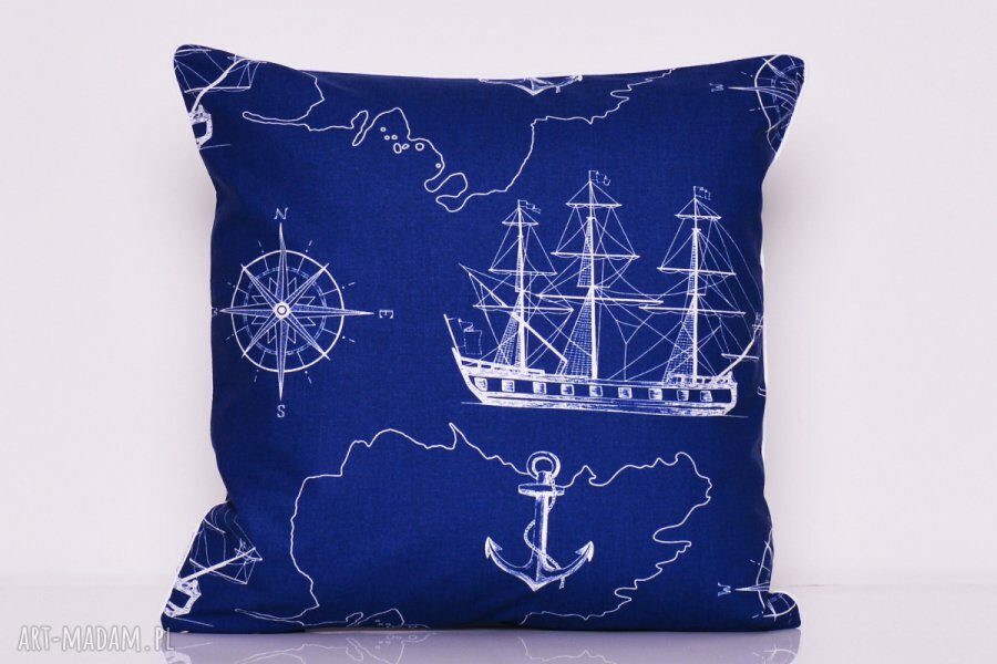 Poduszka SEA MAP Navy Blue 40x40cm od majunto