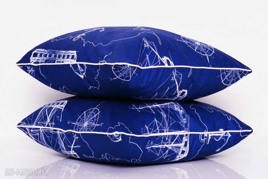 Poduszka SEA MAP Navy Blue 40x40cm od majunto