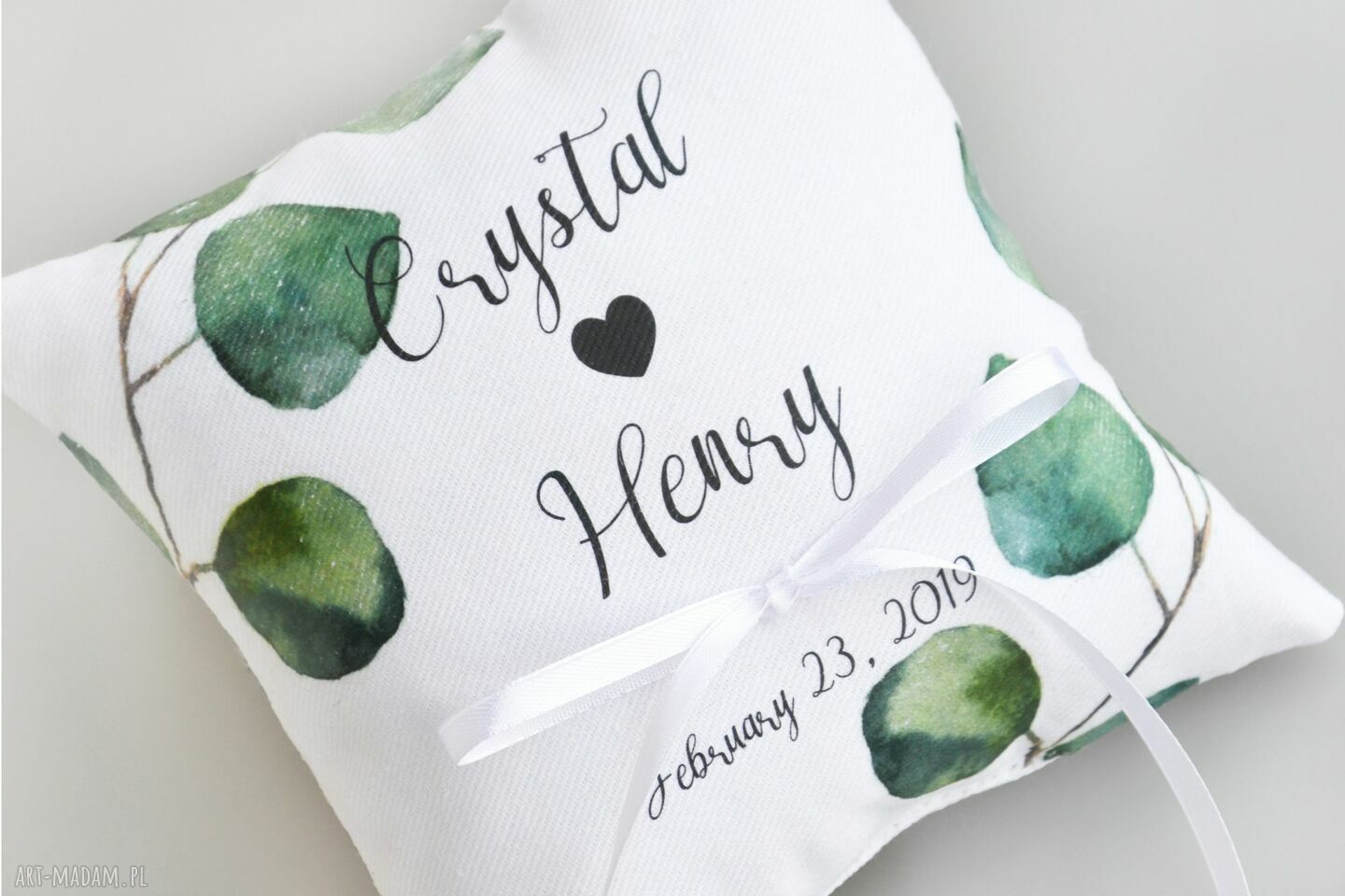 Personalizowana poduszka ślubna na obrączki R102