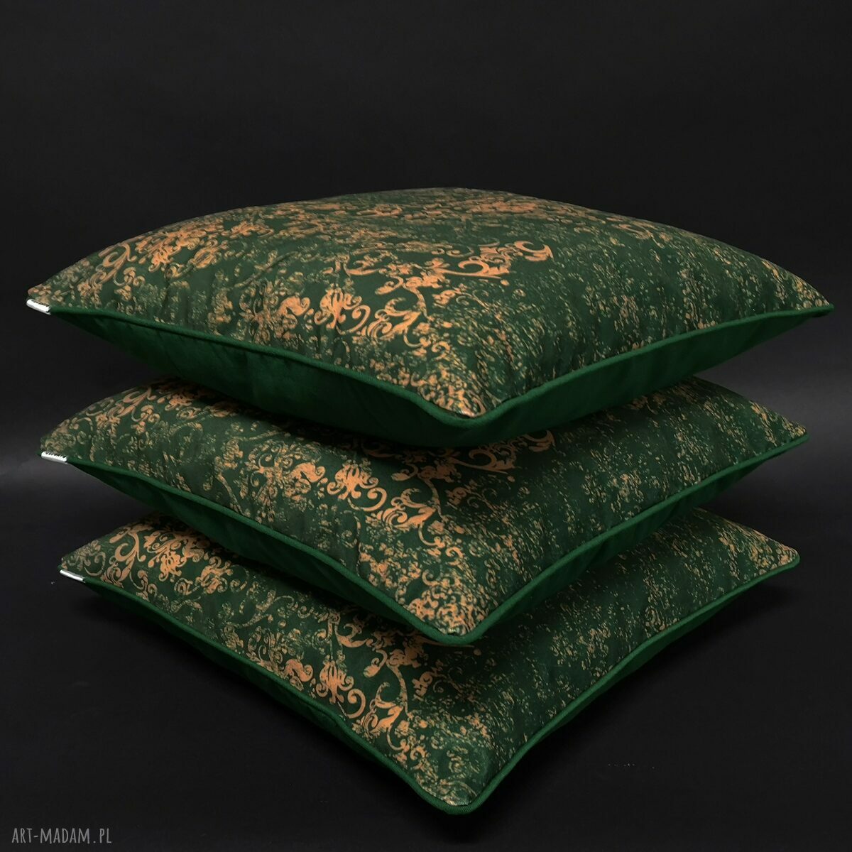 Poduszka Welur Ornament Zieleń 45x45cm