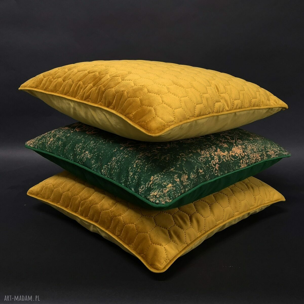 Poduszka Welur Ornament Zieleń 45x45cm