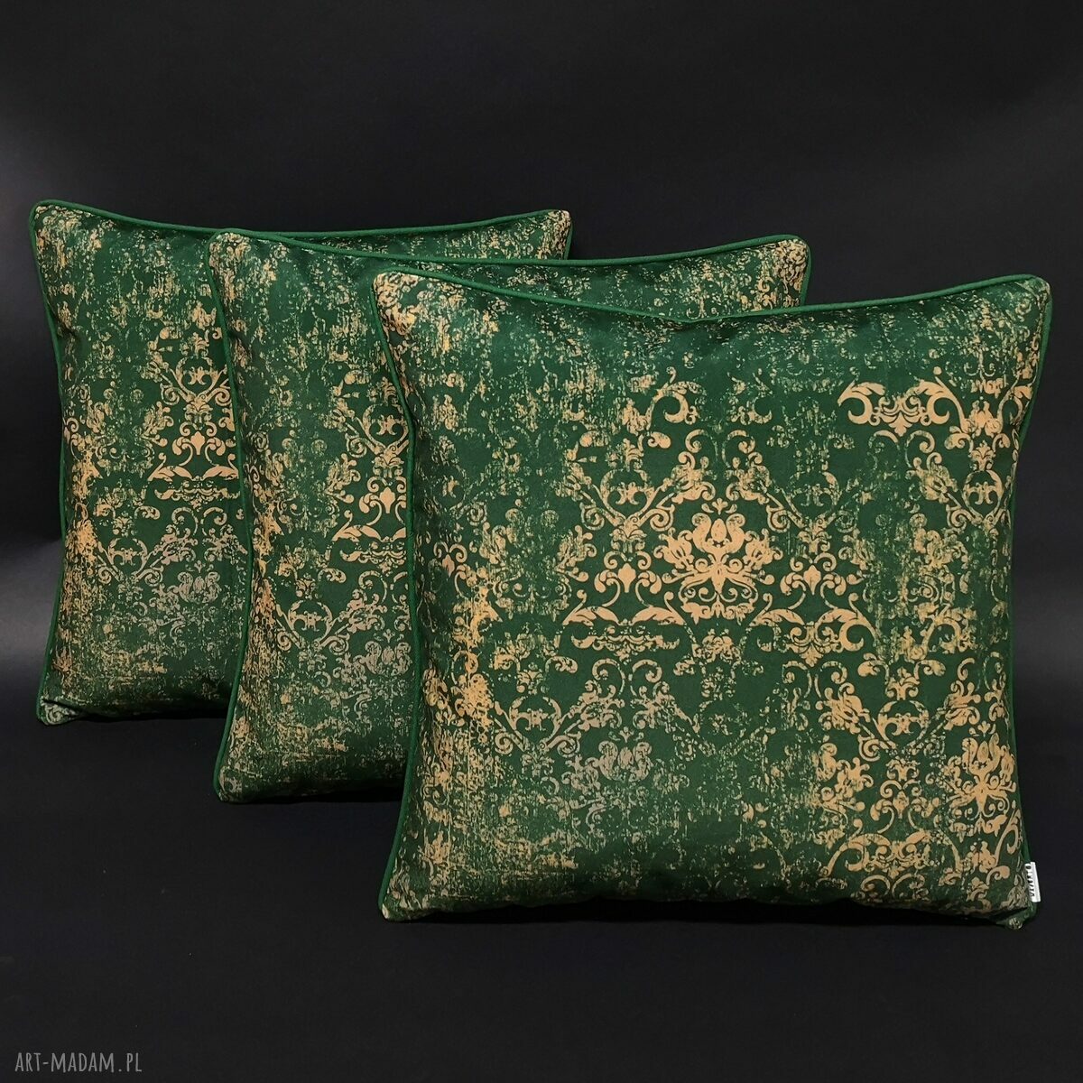 Poduszka Welur Ornament Zieleń 45x45cm