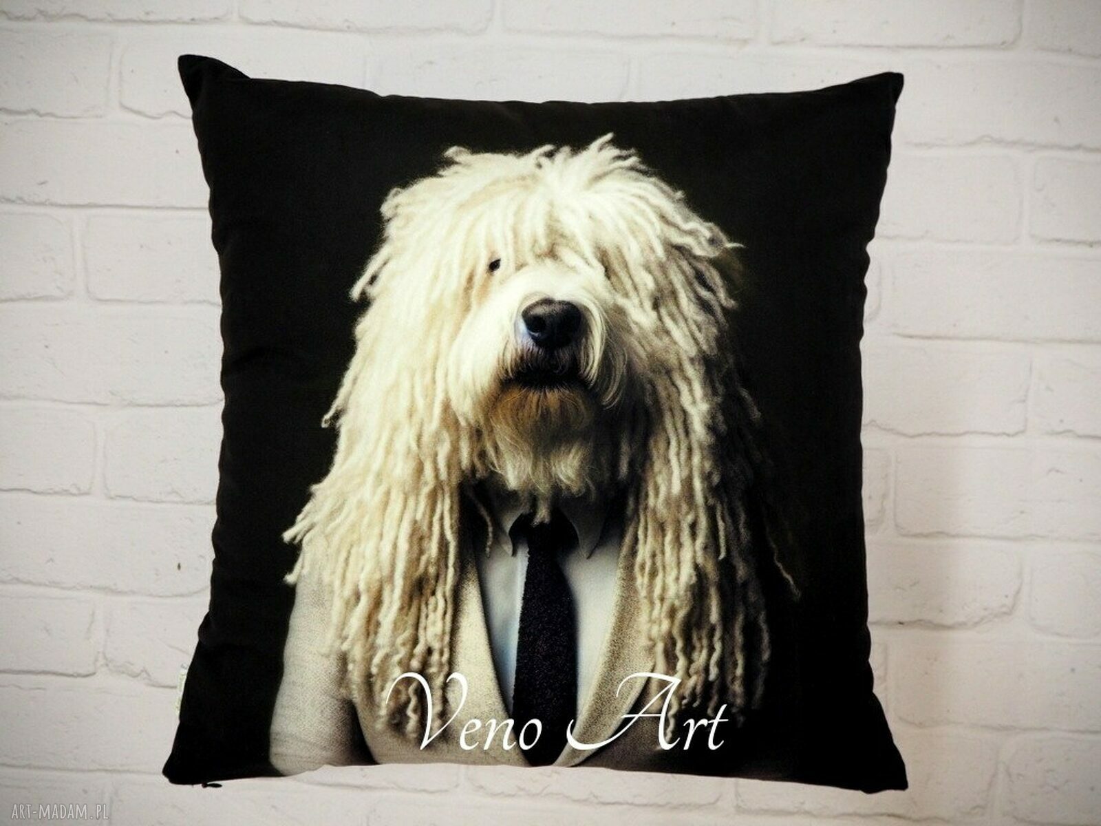 Poduszka handmade z portretem psa Komondor - Chris 45x45 cm